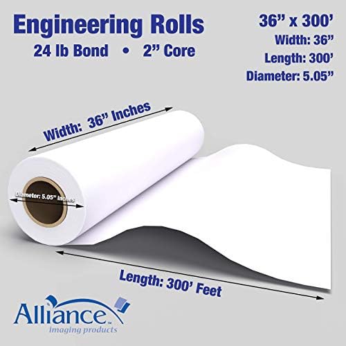 Alliance Wide Format Paper CAD Bond Rolls (20lb | 2 Rolls, 36 In x 300 Ft | 3" Core) - Image 3