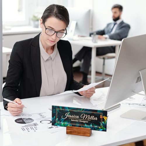 Personalized Acrylic Desk Name Plate with Walnut Wood Base - Image 3