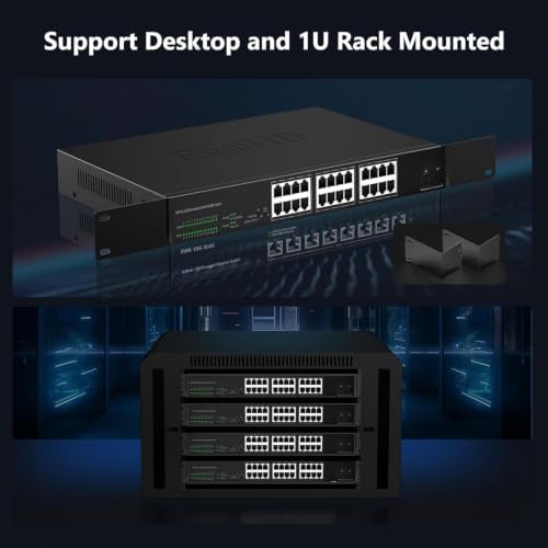 24 Port 2.5G Web Managed Ethernet Network Switch 24 x 2.5 Gigabit | 2 x 10G SFP+ | Work with 10-100-1000Mbps Devices | 160G Bandwidth | Fanless Quiet Metal Internet Switch | Rack Mount - Image 5