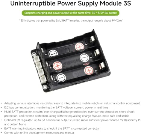 Waveshare Uninterruptible Power Supply (UPS) Module, Supports Charging and Power Output at the Same Time, 3S & 5V 5A Output, Compatible with Raspberry Pi Board - Image 3