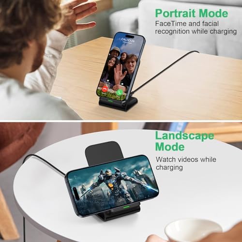 Android Wireless Charger Samsung for Samsung Galaxy S25FE S25 Plus S25 Edge S25 Ultra S24FE S23 S22, Android Desk Phone Charger Stand Fast Charging Station Pad for iPhone 17 Pro Max, with 18W Adapter - Image 6