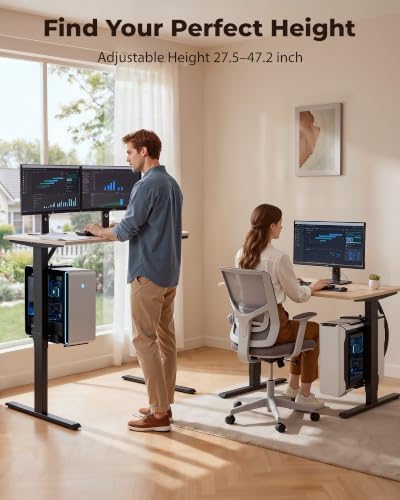 TOPSKY Dual Motor Electric Standing Desk, Height Adjustable with CPU Holder - Image 5