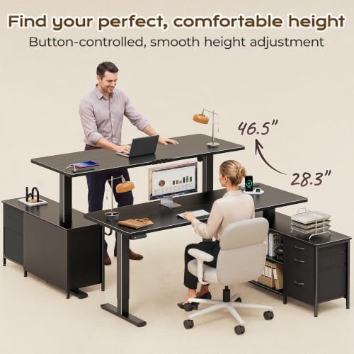 PRAISUN 55.1'' L Standing Desk with Outlets, Cabinet with Shelves, Drawers - Image 5
