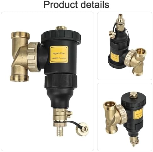 Central Heating Filter, Magnetic Boiler Sludge Separator with Stainless Steel Mesh, DN20 DN25 DN32 Threaded Water Heater Dirt Filter for HVAC System Impurity(DN32/1-1/4 male) - Image 7