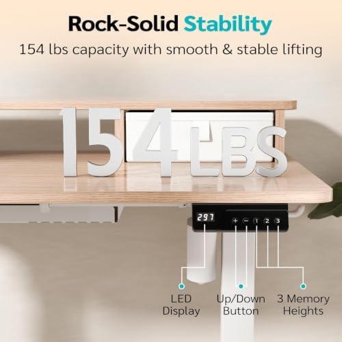 35" x 24" Electric Standing Desk with Dual Drawers, Light Walnut - Image 7