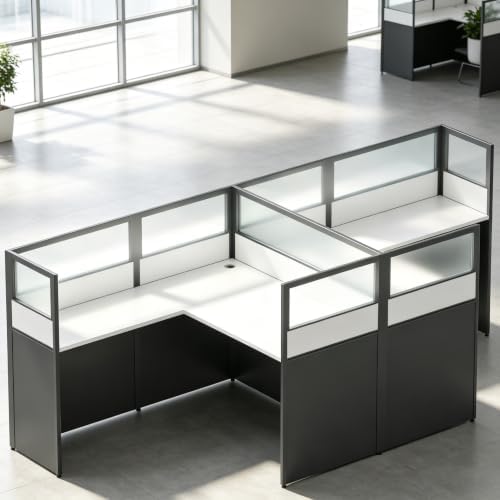 Nykto Office CubicleDesk with Mute Privacy Panels (D2 Person-S, Black) by Nykto