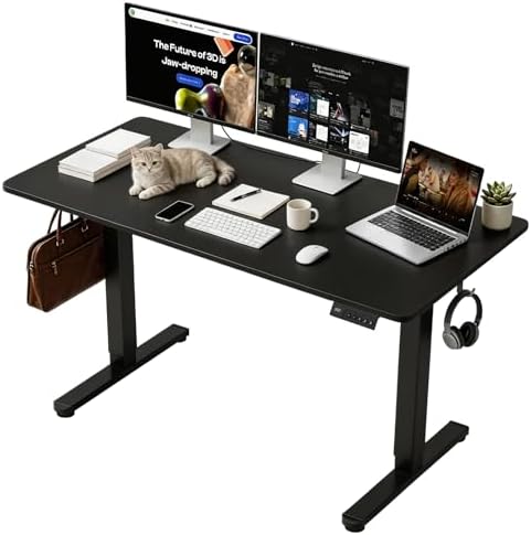 55 Inch Height Adjustable Standing Desk for Home Office, Black by Unknown