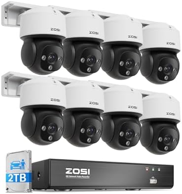 ZOSI C290 8CH 4K PoE Camera System, 8 x 8MP Pan Tilt Audio Camera, 2TB HDD by ZOSI