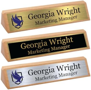 Gem Awards Custom Name Plate for Desk, Oak Insert, 2x10 Inch by GemAwards