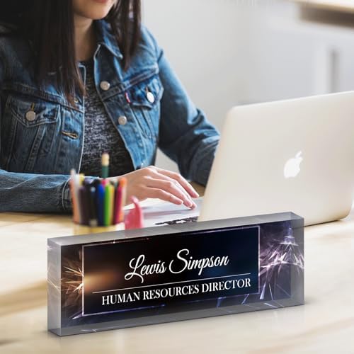 Desk Name Plate Personalized, Desk Double sided pattern Name Plate Personalized Office Desk Decor for Women and Men, Teacher Nurse Boss Employee Appreciation Gifts (black, Customized) - Image 4