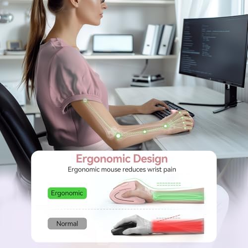 TECKNET Wireless Ergonomic Mouse, Rechargeable Wireless Vertical Mouse - Image 4
