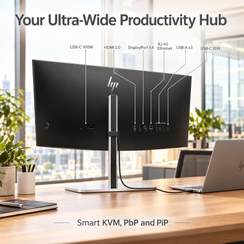 HP Series 5 Pro 34" WQHD USB-C Monitor, Webcam, Speakers, Tilt, Swivel - Image 5