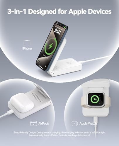 3 in 1 Charging Station, 25W Foldable Magnetic Fast Wireless Charger Stand - Image 4