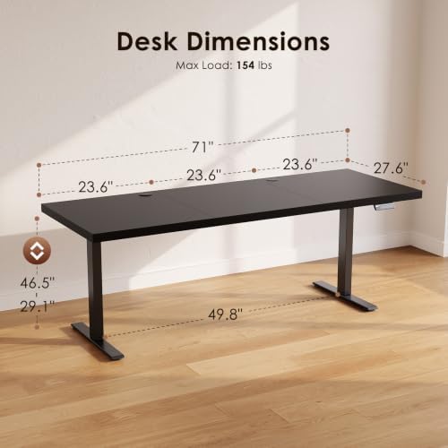 OffiGo 71 Inch Executive Electric Standing Desk Height Adjustable, Black - Image 3