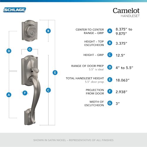 SCHLAGE Century Front Door Handleset, Right Hand Accent Lever, Bright Brass - Image 3