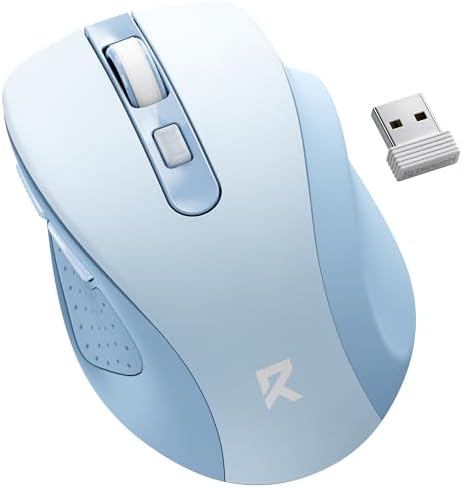 Redragon Wireless Mouse for Laptop, Bluetooth Mouse (BT5.0/3.0&2.4G) with 5 Level 4000DPI, Silent Cordless Computer Mice 6 Buttons,18 Months Battery,Compatible with PC, Laptop, Desktop-Blue by REDRAGON