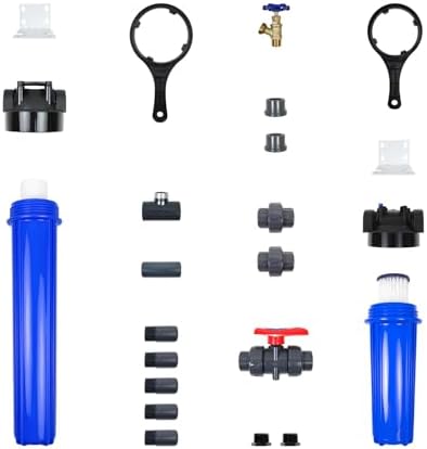 Aquasana Pre-Filter, Post-Filter & Assembly Kit Bundle | 20" Sediment Filter | Captures Dirt, Rust & Silt | Drain Valve & Shut-Off Valve | WH-STD-Install | for Whole House Systems by Aquasana