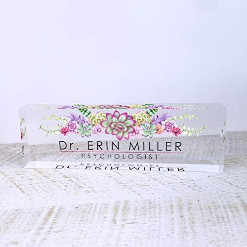 ARTBLOX Personalized Acrylic Desk Name Plate, Succulents Design - Image 2