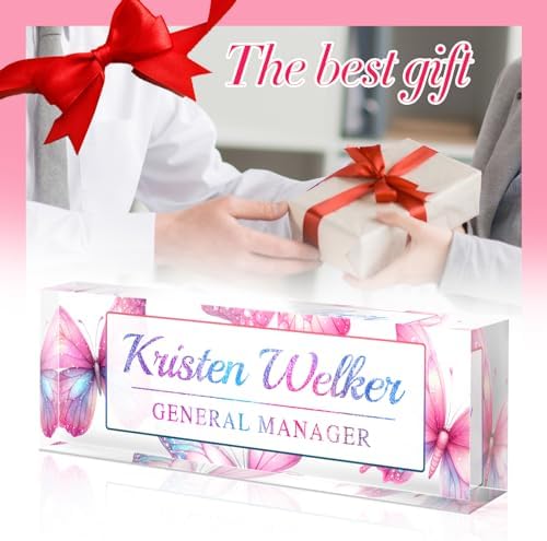 Custom Office Name Plate for Desk - Desk Name Plate Personalized Gifts for Coworkers, Boss, Employees, Teacher, Nurse - Office Desk Decor for Women Men - Employee Appreciation Gifts (Pink Butterfly) - Image 6