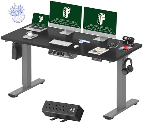 FLEXISPOT EN2 60"x24" Standing Desk with Power Strip Bundle, Black by Unknown