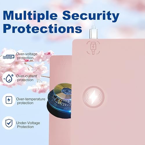 Desk Mat with Wireless Charging, Pink Mouse Pad with Wireless Charger, Desk Pad Matt for Desktop, Mousepad Gaming Large Mouse Pad, Leather Compute for Keyboard and Mouse, 32" x 16" - Image 3
