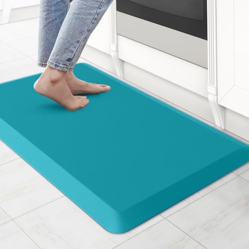 KitchenClouds Kitchen Mat Cushioned Anti Fatigue Kitchen Rug Non Slip Standing Mat Comfort Floor Mats for Sink Office (17.3"x28"- 0.8inch,Green) by KitchenClouds