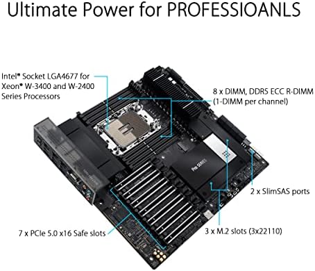 ASUS Pro WS W790 SAGE SE Intel LGA 4677 CEB Motherboard,PCIe 5.0, 7 xPCIe 5.0 x16 Slots,DDR5 R-DIMM, 2x10G BMC LAN, LAN Server-Grade Remote Management,Front and Rear USB 3.2 Gen 2x2 Type-C®,ACCE - Image 2