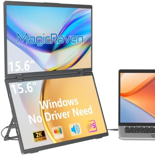 MAGICRAVEN 16" 2K QHD Triple Portable Dual Monitor & Laptop Screen Extender by MagicRavenPortableMonitor