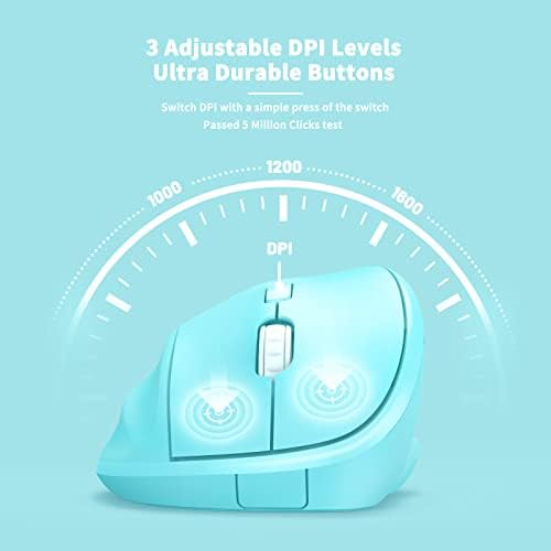 Ergonomic Wireless Mouse with USB Receiver for PC Computer, Laptop and Desktop, Ergo Mouse Vertical with Silent Clicks Long Battery Life, Up to 1600 DPI & 1 AA Battery Powered, Blue - Image 6