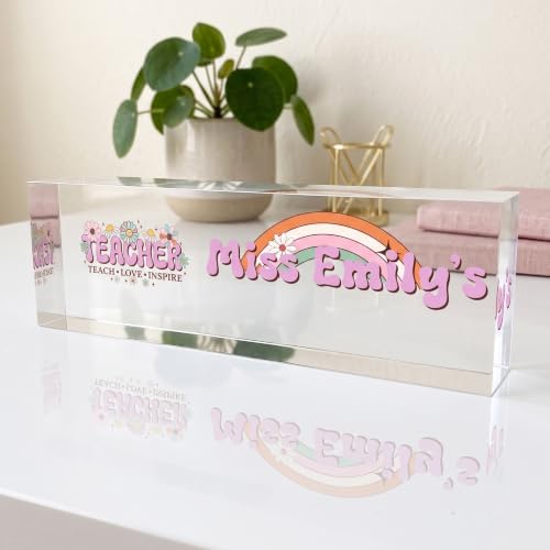 Personalized Acrylic Name Plate with Red Rose Design by Artblox