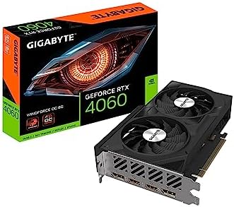Gigabyte GeForce RTX 4060 WINDFORCE OC 8G Graphics Card, 2X WINDFORCE Fans, 8GB 128-bit GDDR6, GV-N4060WF2OC-8GD Video Card by Unknown