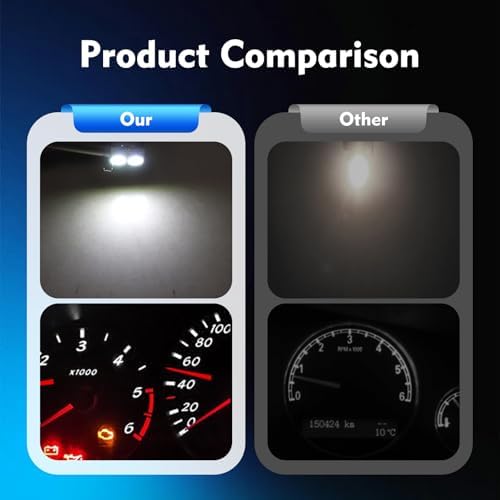 10PCS AC Climate Heater Control LED Lights, 12V 6500K 3528 2SMD Dashboard Bulbs Kit, Plug & Play T4.2 Indicator Light Replacement Bulbs, Universal for Most Cars (White) - Image 5