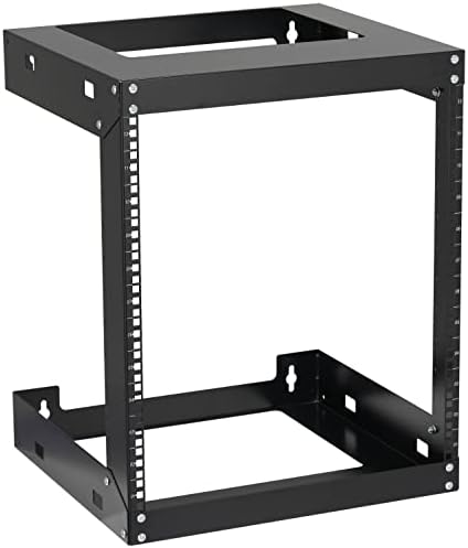 12U Wall Mount Rack Open Frame 19 Inch Server Equipment 2 Post Network Cabinet 18 inches Depth Black by Tedgetal by Tedgetal