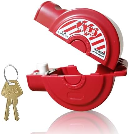 Universal Gate Valve Lockout, Red ABS Hose Bib Lock for Outdoor Faucet Knob/Water Spigot/Propane Tank, 1 to 2-1/2 in Dia Valves Handles, Secure Lock Device for Outside Garden Valve (1 Pack) by PKLIYH
