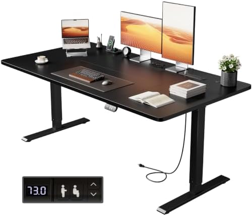 HLDIRECT 63" Electric Standing Desk with Power Outlets, Black by HLDIRECT