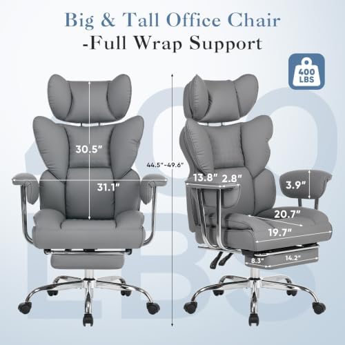 DUMOS Big and Tall Home Office Desk Chair, Executive Chair with Footrest - Image 3