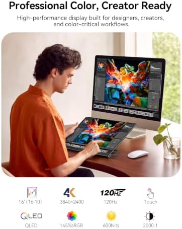 UPERFECT 4K 120Hz Portable Monitor Touchscreen, 16" 600Nits Gaming Monitor - Image 5