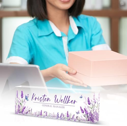 Desk Name Plate Personalized, Custom Name Plate for Desk, Personalized Acrylic Name Plate for Desk, Customize Office Name Plates for Desks, Personalized Purple Desk Decor for Office Gift - Image 5