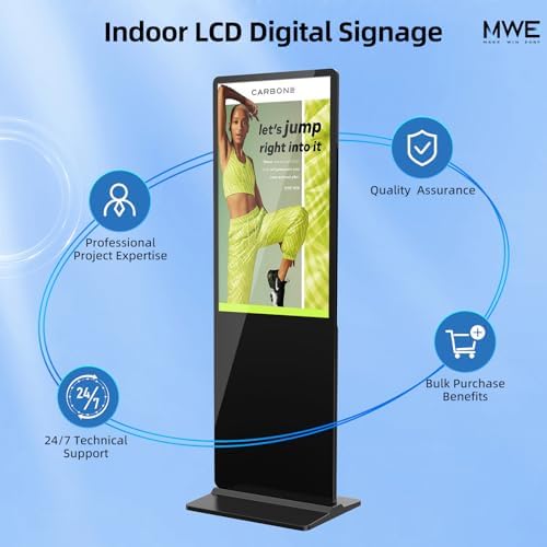65 Inch 4K Digital Signage Display,Indoor Floor Standing Digital Kiosks & Interactive Displays,Commercial Advertising LCD Totem Android System Auto Media Player HDMI Input,Free Custom Logo,Black - Image 6