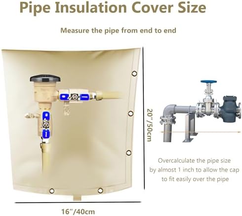 Backflow Preventer Pipe Insulation Cover for Yard - (5°F) 16" W× 20" H Irrigation Sprinkler Valve Insulated Pouch, Winter Water Well Pump Denim Protector from Severe Snow and Intense Sun- Beige - Image 6