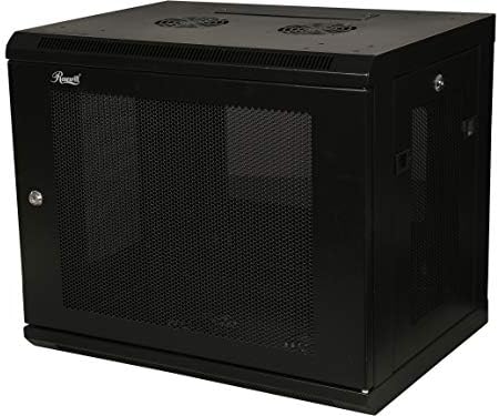 Rosewill 9U 19" Wall Mount Rack Cabinet Enclosure, with 3 Side Locking Mesh Door 16.5" Deep, Switch-Depth, Black - RSWM-9U002 by RosewillInc
