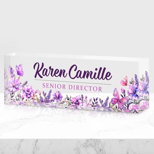 Custom Office Name Plate for Desk - Name Plate Personalized Gifts for Coworkers, Boss, Teacher, Social Worker - Acrylic Office Desk Decor for Women Men - Employee Appreciation Gifts (pink purple) by EveryBaositycraftsgiftisone-of-a-kind%E2%80%94exclusivelycraftedforyou
