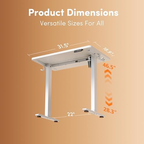 FEZIBO 32" Small Electric Standing Desk Height Adjustable Desk, White - Image 3