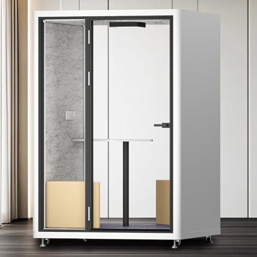 Office Pod Booth with Audio Privacy - Portable Soundproof Booth with White Modern Style,Outdoor Office Pod with Light,Ventilation,Socket for Game,Private Chat Room,Independent Office(59.05IN) by X-Comfot
