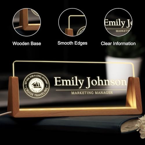 Custom Name Plate for Desk, Personalized Light Up Acrylic Desk Name Plate, Personalized Office Gifts for Boss Coworkers Teacher, Employee Appreciation GIfts, Office Decor for Women Men - Image 4