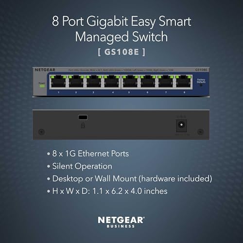 NETGEAR 8-Port Gigabit Ethernet Easy Smart Managed Network Switch (GS108E) - Image 2