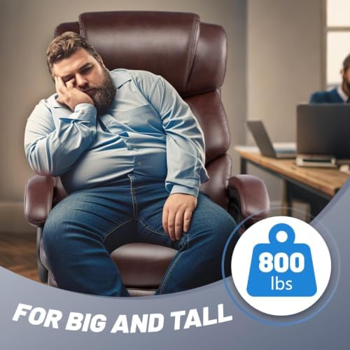 800LBS Big and Tall Office Chair for Heavy People, Heavy Duty Executive Chair with High Back, Extra Wide Seat and Adjustable Lumbar, Large Computer Desk Chair Comfortable for Home Office - Image 6