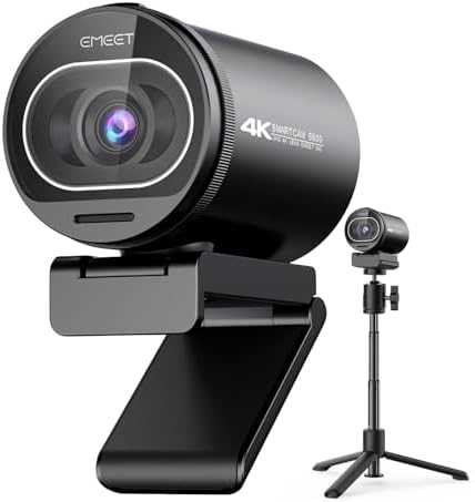 EMEET S600 4K Webcam with Tripod for Streaming, Sony 1/2.55'' Sensor by EMEET