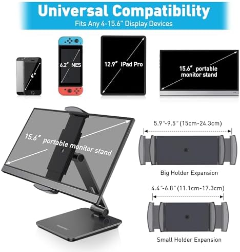 AboveTEK Business Kiosk Aluminum Tablet iPad Stand, 360° Swivel Tablet & Phone Holders for Any 4"-15.6" Display Tablets/Cell Phones/Portable Monitor, Sturdy for Store POS Office (Grey) - Image 2