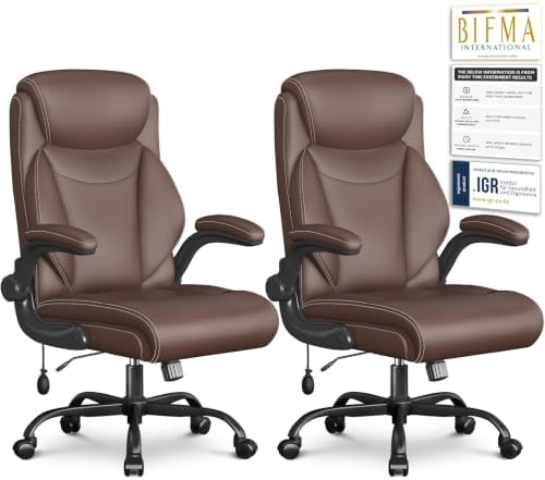 Ergonomic Office Chair,Inflatable Lumbar Support High Back Chair,Brown by Cyzena